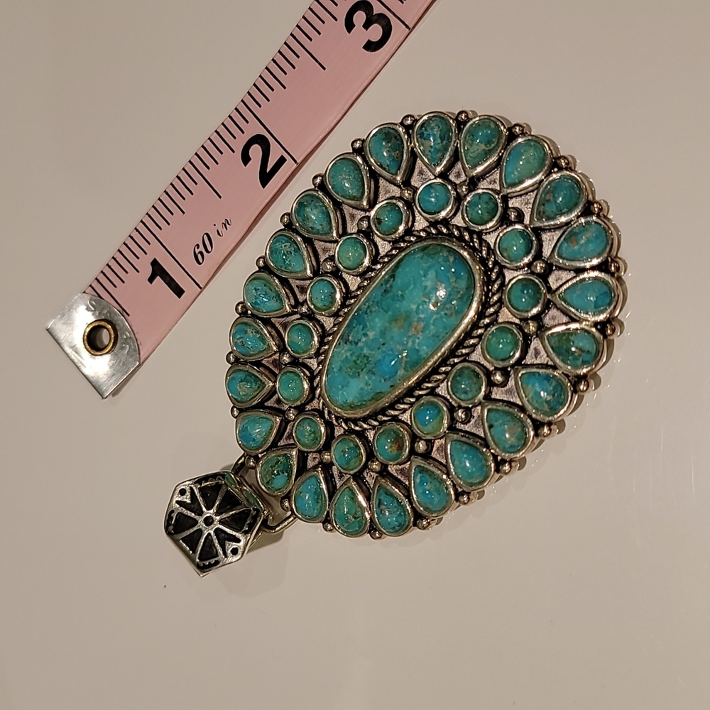 RARE Barse Turquoise & Silver Necklace with Detachable Pendant - Picture 7 of 12